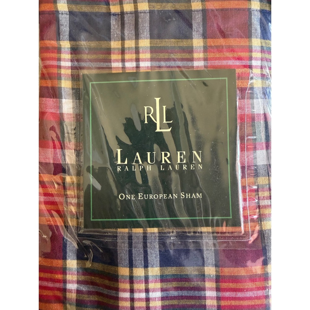Vintage Lauren Ralph Lauren Kennebunkport Euro Sham NIP Plaid 26x26